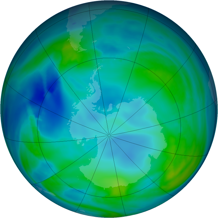 Antarctic ozone map for 14 May 2007